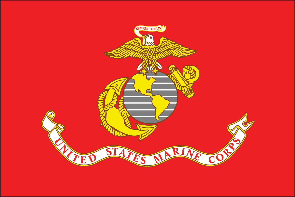 12x18" poly flag on a stick of US Marines